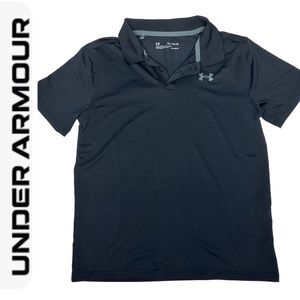 Boys Under Armour Performance Fabric Black Polo Top xl